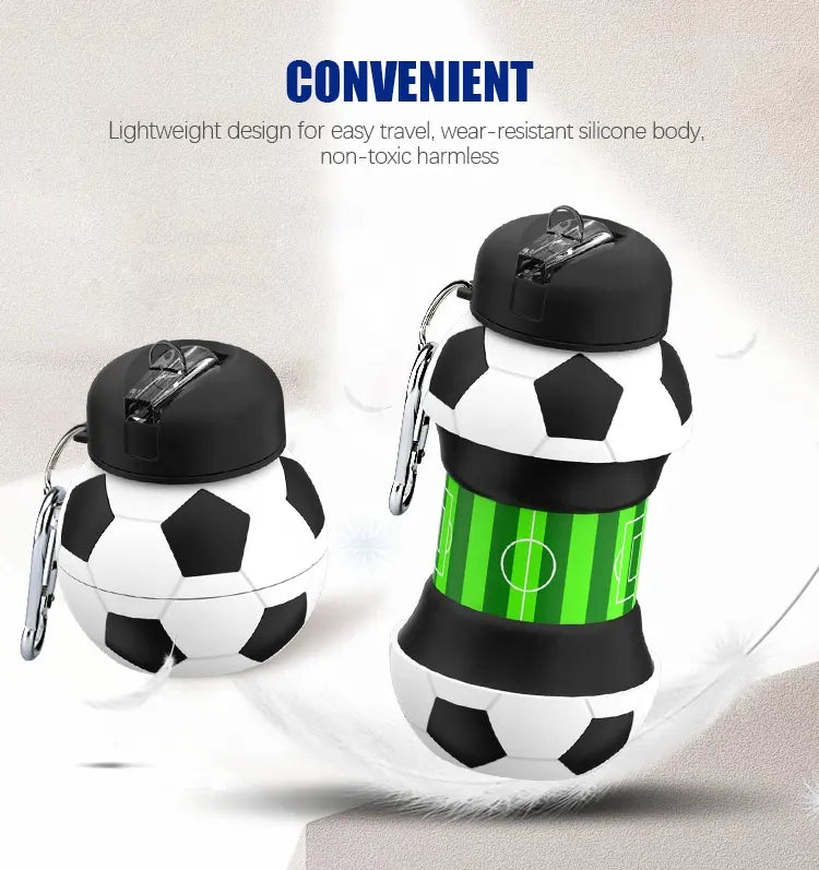 Collapsible Kid's Water Bottle with Basketball Design – Leak-Proof, BPA-Free, Food Grade Silicone(random color)