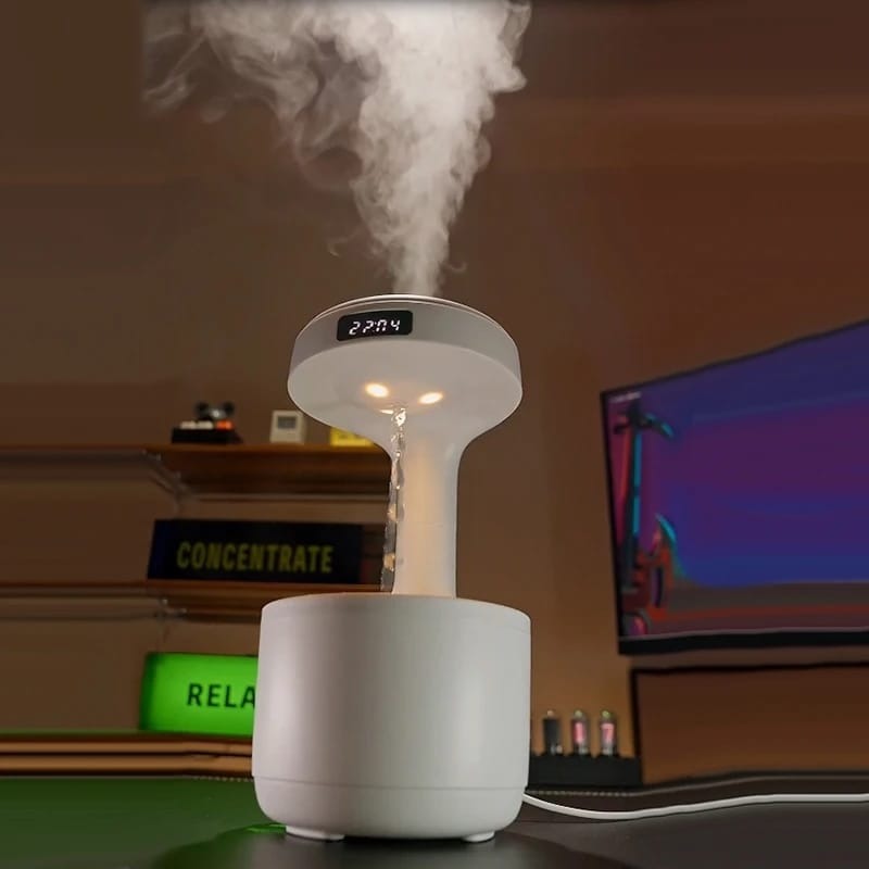 Smooth Sailing Anti-Gravity Humidifier With Ultra-Quiet Performance and Water Drop Light Effects (Random Color)