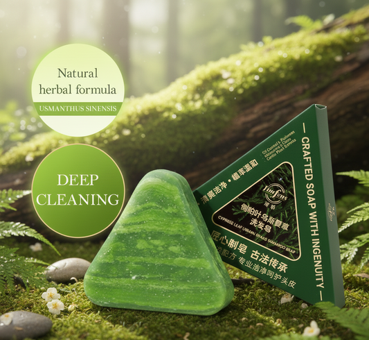 Timfens Cypress Leaf Usman Grass Shampoo Soap Bar - Natural Herbal Formula for Deep Cleansing & Oil Control