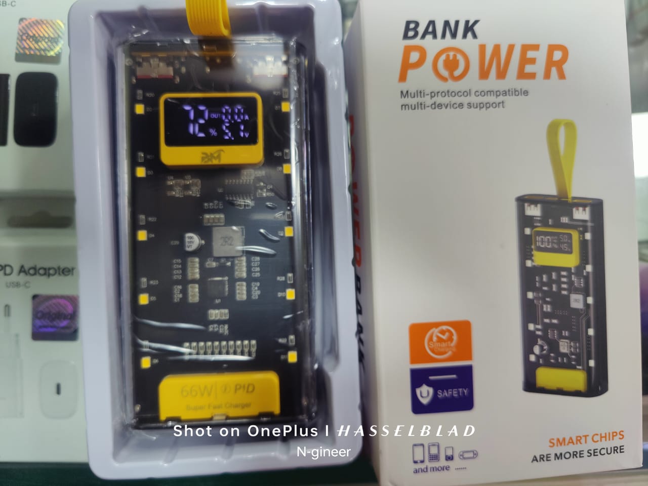 66W Super Fast Charging Transparent Power Bank 20000 MAH with Digital Display