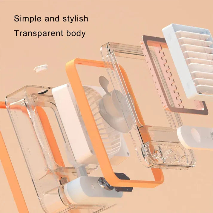 Portable Desktop Air Conditioner USB Mini Air Cooler Fan Water Cooling Fan with 3 Speed Spray Humidifier Purifier for Car Home Rechargeable