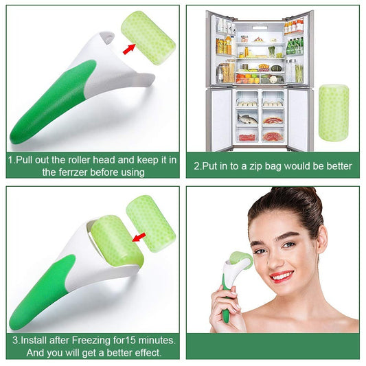 Ice Roller for Face & Eye Puffiness Relief, Cold Gel Ice Face Roller Massager - Ice Roller Cool Roller For Face Eye Body Facial Shaping Anti Wrinkle Ice Roller Massager Smooth Skin ( Random Color )
