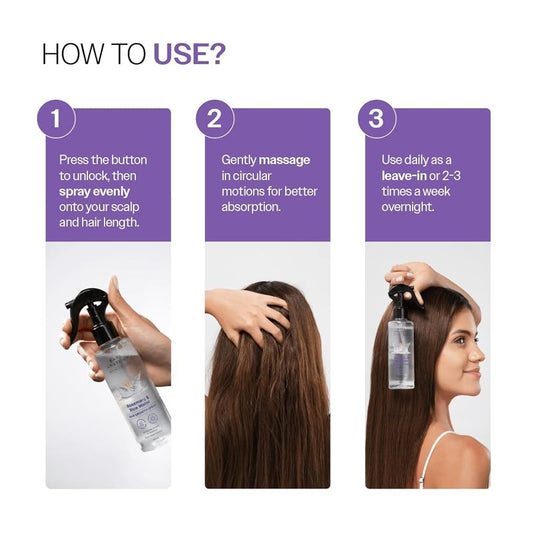 Bare Anatomy Rosemary & Rice Water Hair Growth Spray - 200ml | Boosts Thickness & Strength | Water-Based, Alcohol & Sulphate Free Formula