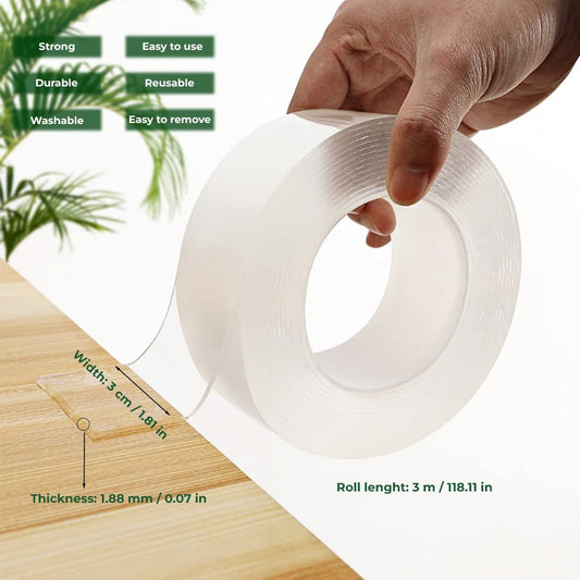 Nano Tape Double Side Tape | Washable Reusable Tape (3 Meter)