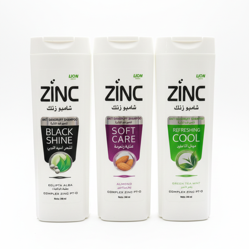 ZINC Anti-Dandruff Shampoo | For Men & Women | Complete Zinc Pro Formula | Black Shine | 340ml
