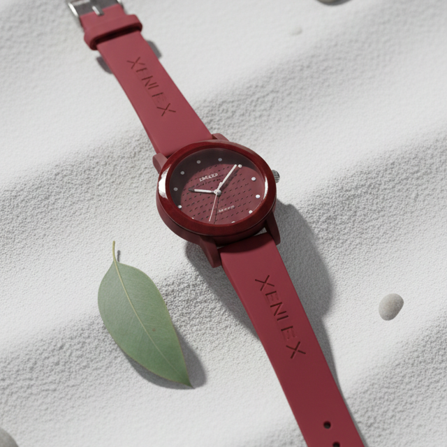 Ladies Waterproof Watch Elegant Round Dial With Soft Strap Stylish Design (Without Box)