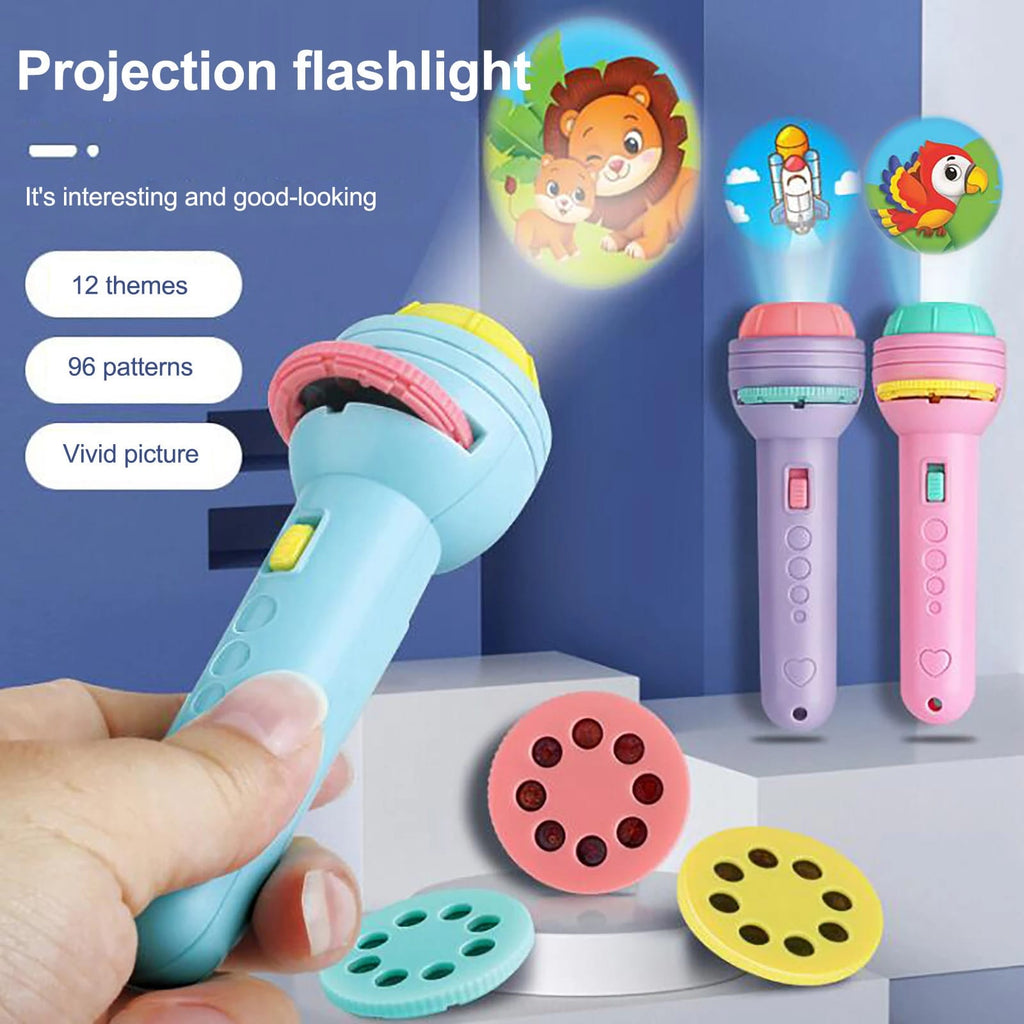 Children’s Slide Projector Torch With 4 Reels | Dinosaur & Animal Patterns | Bedtime Night Light | Educational Toy