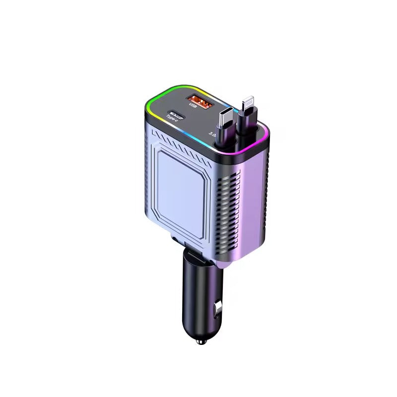 Super Fast Charging 4 In 1 Car Charger With PD Support Type C And USB Ports Intelligent Secure And Stylish