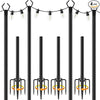 AILBTON 10Ft String Light Poles 4 Pack,Light Poles for Outside Lights,Outdoor with Fence Brackets Hanging Lights,Metal Stand Deck Patio Backyard