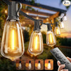 addlon 100FT LED Outdoor String Lights with Remote Waterproof Patio Lights with Shatterproof ST38 Replaceable Bulbs, Dimmable Outside Hanging Light Connectable for Porch, Backyard