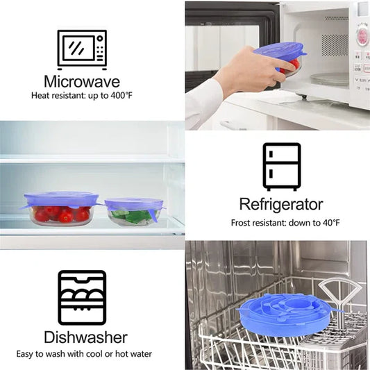 6pcs/set Silicone Lid Spill Stopper Universal Silicone Suction Lid-bowl Pan Silicone Cover Kitchen Pan Lids Cover Stopper Tools