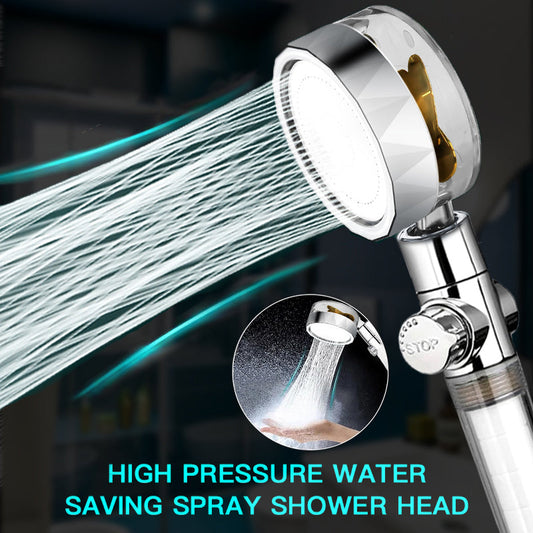 Pressurized Shower Head Turbine Shower Accessories One Piece Water Stop(random color)