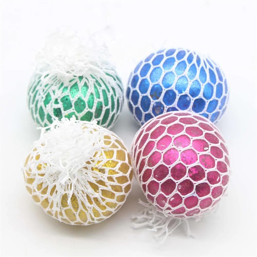 Fidget Squeeze Anti Stress Mesh Squishy Ball Squeeze Grape Ball (pack of 3)(random color)