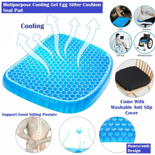 (With black cover) - Non Slip Egg Sitter Gel Seat Cushion Soft Sitting Support Pad Cushion for Car and Office Chair Seat Pads Breathable Honeycomb Bike seat foam