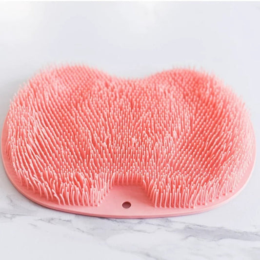 Shower Foot & Back Scrubber Mat, Wall Stick Suction Silicone Bathroom Scrubber (Random color)