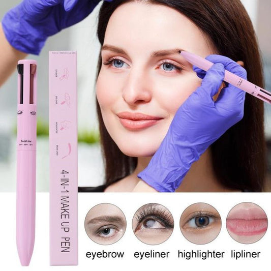Multi-effect 4 In 1 Eyeliner Eyebrow Pencil Contour Pen Long Lasting Waterproof for girls, eyeliner lipstick highlighter brow liner all in one (Random Color)