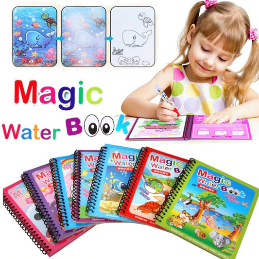 Magic Water Book Painting Drawing Coloring Board Book Doodle & Magic Water Pen(random book )