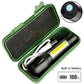 USB Charging XPE+COB LED Flashlight Lamp Torch With Clip Three Mode Zoomable Lamp Built in Battery with Box