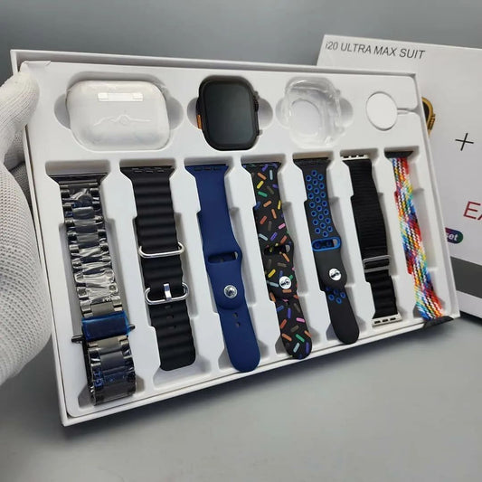 I20 Ultra Max Suit 10 In 1 SmartWatch With Airpods Comfortable Wear Stylish Design For Daily Use And Fashion Needs