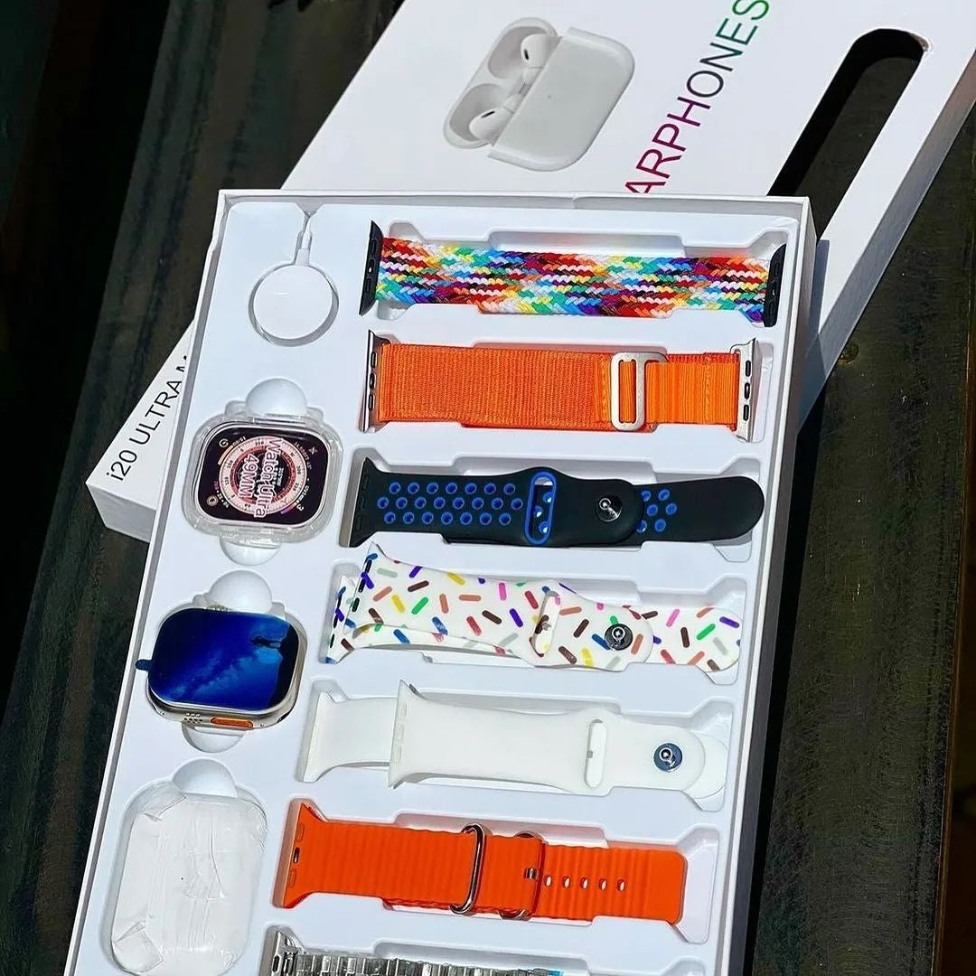I20 Ultra Max Suit 10 In 1 SmartWatch With Airpods Comfortable Wear Stylish Design For Daily Use And Fashion Needs