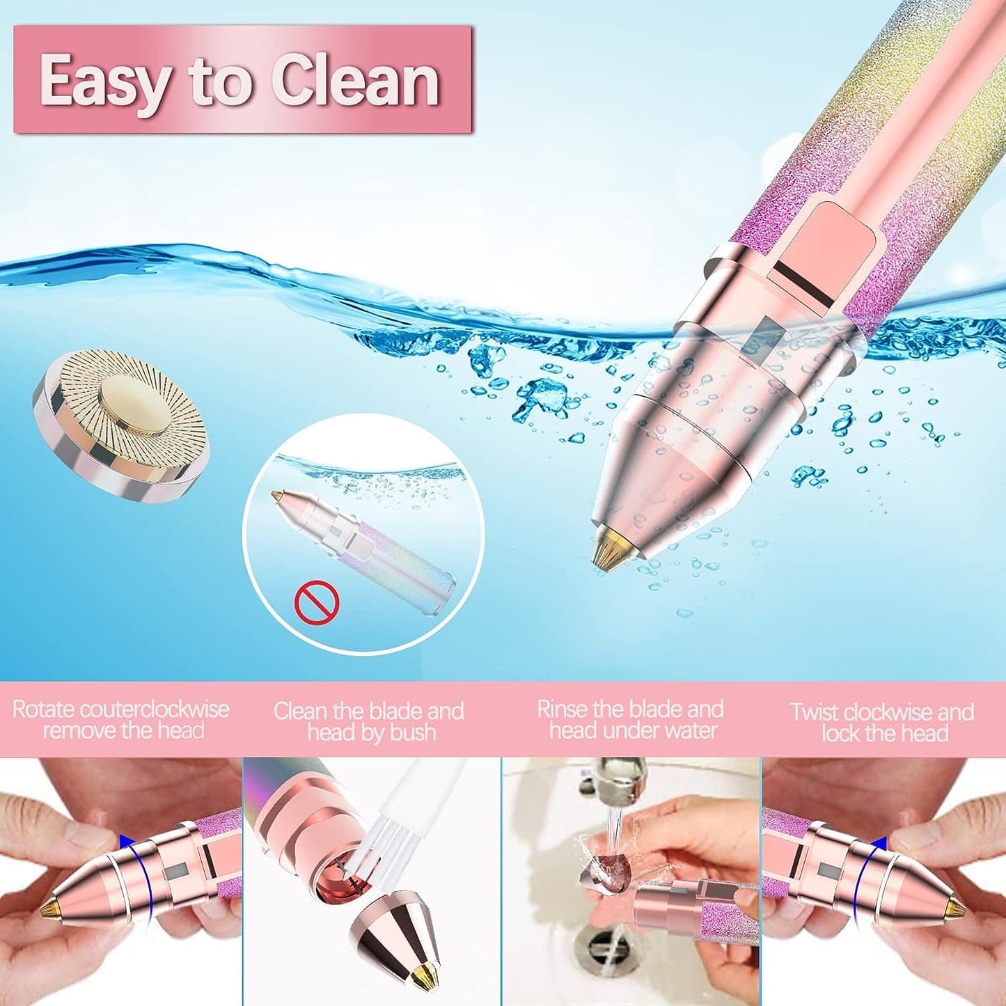 Electric Eyebrow Trimmer and Shaver, Rechargeable Flawless Hair Remover 2 in 1 Hair Remover Trimmer For Women, Electric Flawless Facial Machine Razor