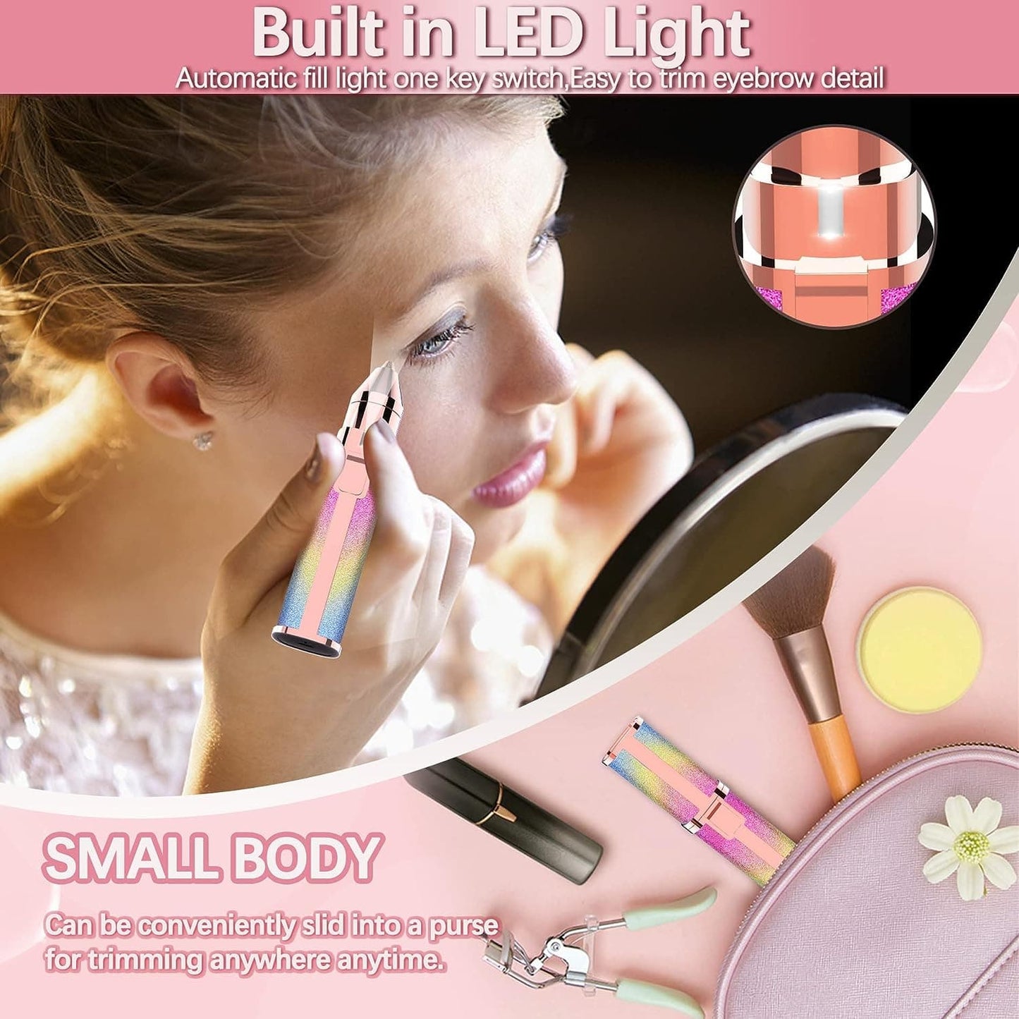 Electric Eyebrow Trimmer and Shaver, Rechargeable Flawless Hair Remover 2 in 1 Hair Remover Trimmer For Women, Electric Flawless Facial Machine Razor