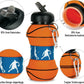 Collapsible Kid's Water Bottle with Basketball Design – Leak-Proof, BPA-Free, Food Grade Silicone(random color)