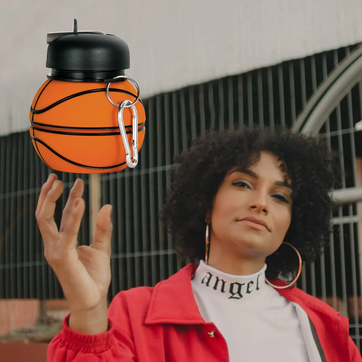 Collapsible Kid's Water Bottle with Basketball Design – Leak-Proof, BPA-Free, Food Grade Silicone(random color)