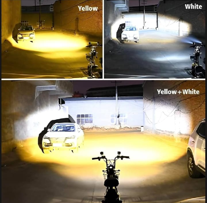 Motorcycle Robot Dual Colour LED Work & Driving Lights – 5000K–6500K Two-Color External Headlights / Fog Lamp - Pack Of 01