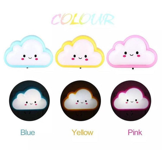 Smiley Cloud Plug-In LED Night Light – Soft Warm Glow Baby Lamp, Kids Night Light for Bedroom & Nursery (Random Color)