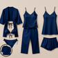 7-Piece Satin Sleepwear & Lingerie Set for Women – Luxury Nightwear Collection with Robe, Slip Dress, Free Size