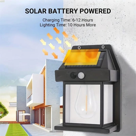 Solar Tungsten Filament Lamp Outdoor Waterproof Intelligent Induction Wall Lamp Courtyard Garden Villa Lighting