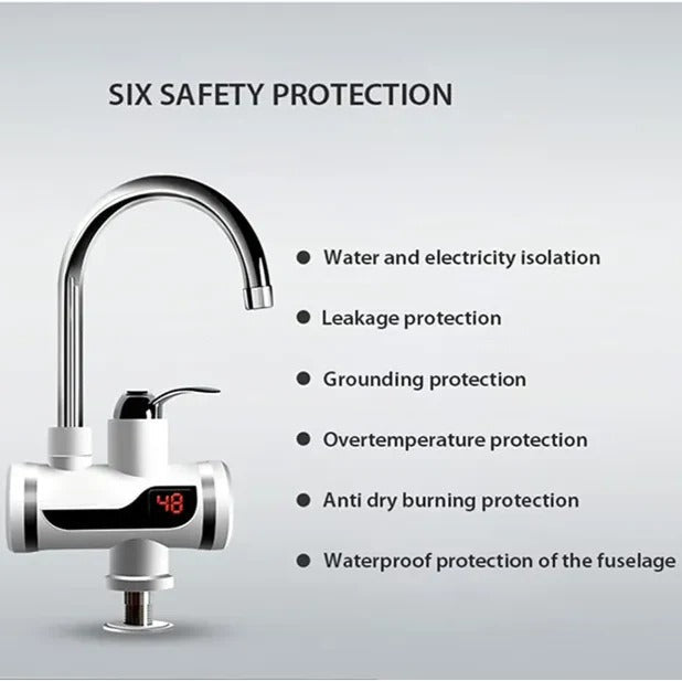 Electric Kitchen Instant 2500W Water Heater Tap – Instant Hot Water Faucet | Fast Heating Tankless Faucet