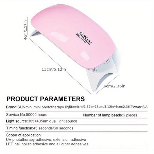 UV Led Lamp For Nails 6W Nail Lamp Light With Timer Mini Portable Nail Dryer Usb Gel Nail Polish Lamp For Nail Art Design At Home Random Color