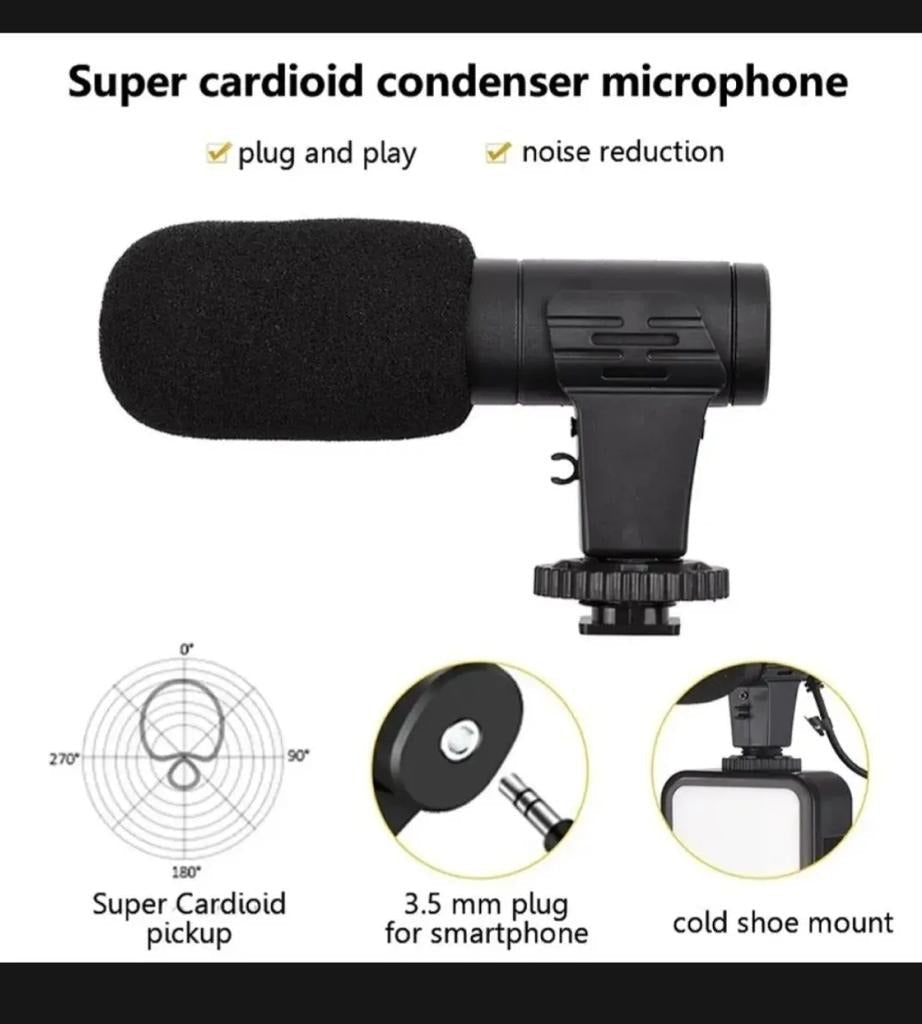 AY-49 Vlogger Kit | Microphone, LED Fill Light, Mini Tripod & Mobile Holder with Remote – Complete Video Making Set for Vlogging