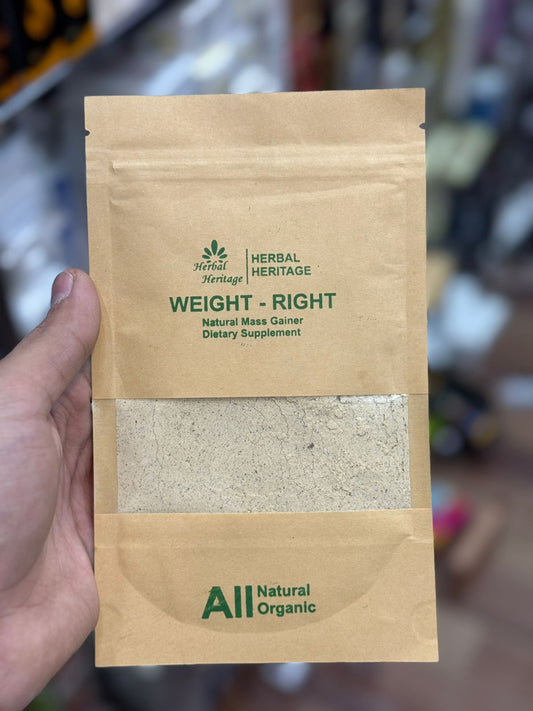 Herbal Heritage WEIGHT-RIGHT Natural Mass Gainer – Organic Dietary Supplement for Healthy Weight Gain (100g)