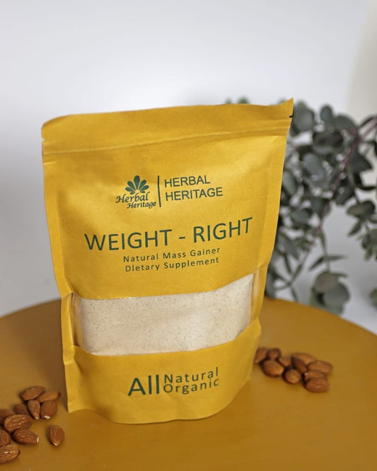 Herbal Heritage WEIGHT-RIGHT Natural Mass Gainer – Organic Dietary Supplement for Healthy Weight Gain (100g)