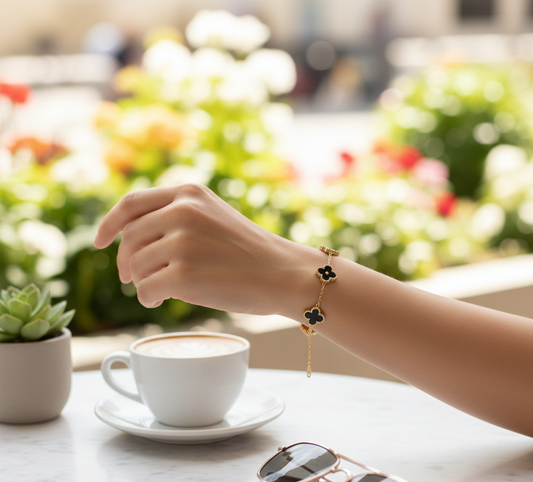 QXT-134 Clover 2-in-1 Bracelet – Stainless Steel | Versatile & Stylish Accessory
