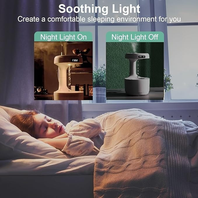 Smooth Sailing Anti gravity Humidifier With Ultra-Quiet Performance, Water Drop Light Effects (Random Color)