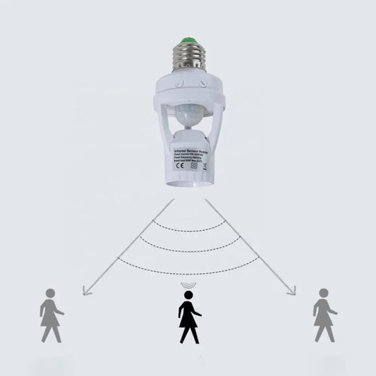 Infrared Motion Sensor Lamp Holder – 360° Smart Light Socket with Automatic On/Off Detection