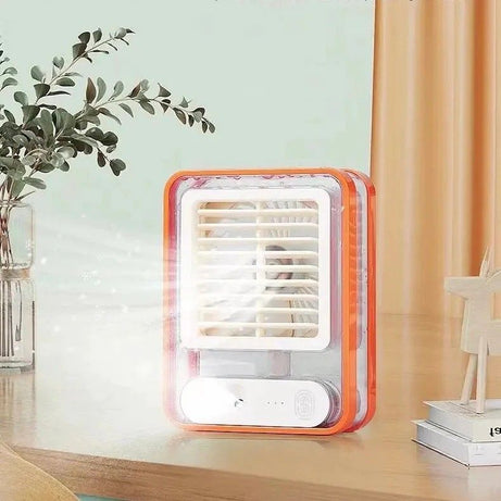 Portable Desktop Air Conditioner USB Mini Air Cooler Fan Water Cooling Fan with 3 Speed Spray Humidifier Purifier for Car Home Rechargeable