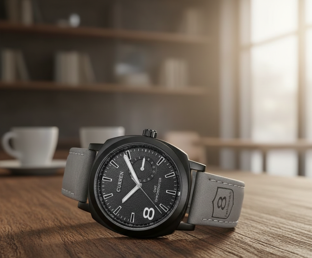 Men's Aviator-Inspired Textured Dial Watch(black)