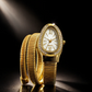 Triple‑Wrap Snake Watch | Diamond‑Set Bezel | Golden