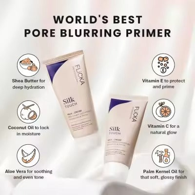 FLiCKA Silk Touch 3‑in‑1 Moisturizer & Primer | Hydrating, Lightweight, Long‑Lasting | Pore Minimizer |