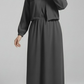 Stylish 2 Piece Set Long Frock Maxi Dress With Matching Zipper Jacket Premium Quality - Black