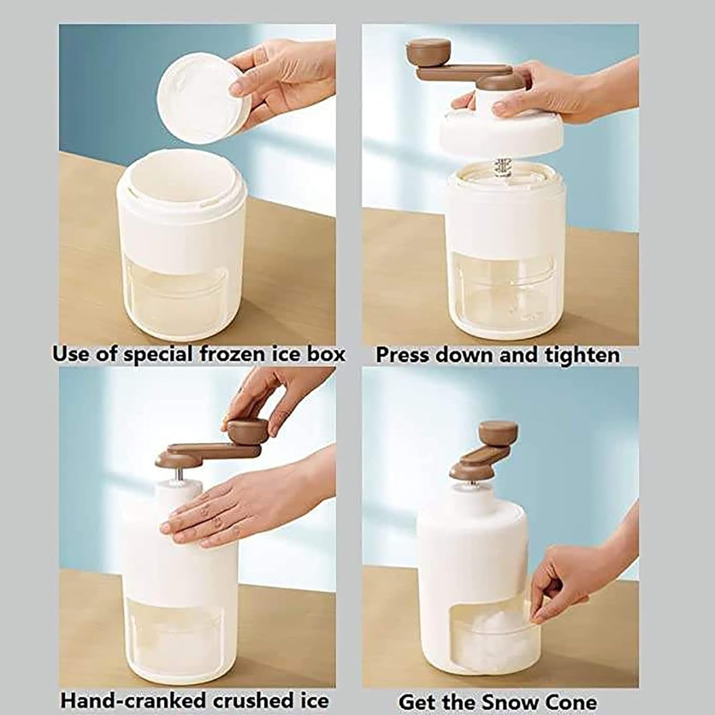 Portable Manual Ice Shaver Machine & Snow Cone Maker | Hand-Crank Slushie Maker with Stainless Steel Blades for Home Kitchen & Camping