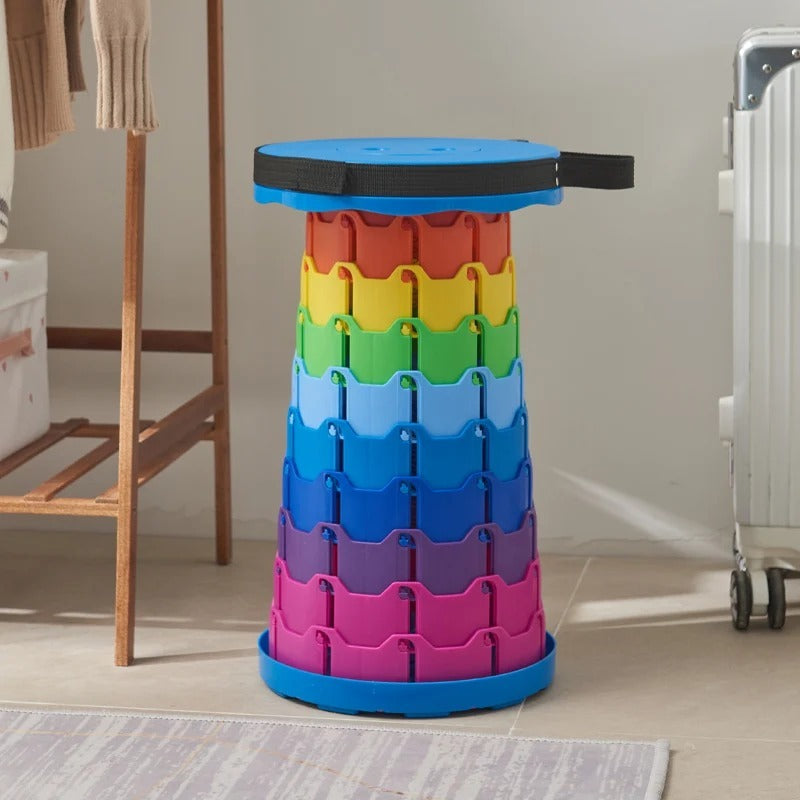 Portable Rainbow Telescopic Stool – Lightweight Collapsible Folding Seat for Camping, Fishing, Hiking & Outdoor Activities – Adjustable Height