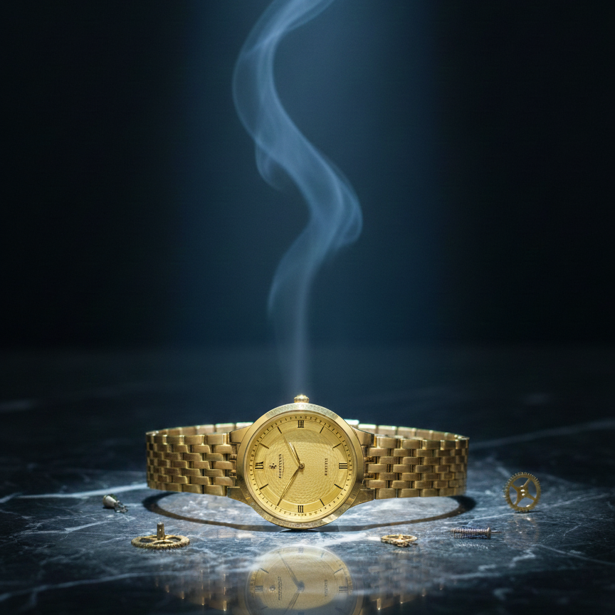 Classic Gold-Plated Men's Quartz Watch - Luxury Inspired Vacheron & Longines Style Dress Watches with Date Display & Link Bracelet ( golden with golden dial )