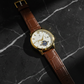 Luxury Men's Skeleton Watch - Gold Tone Case with Open-Heart Movement & Embossed Leather Strap - Classic Business Analog Wristwatch (black strap)