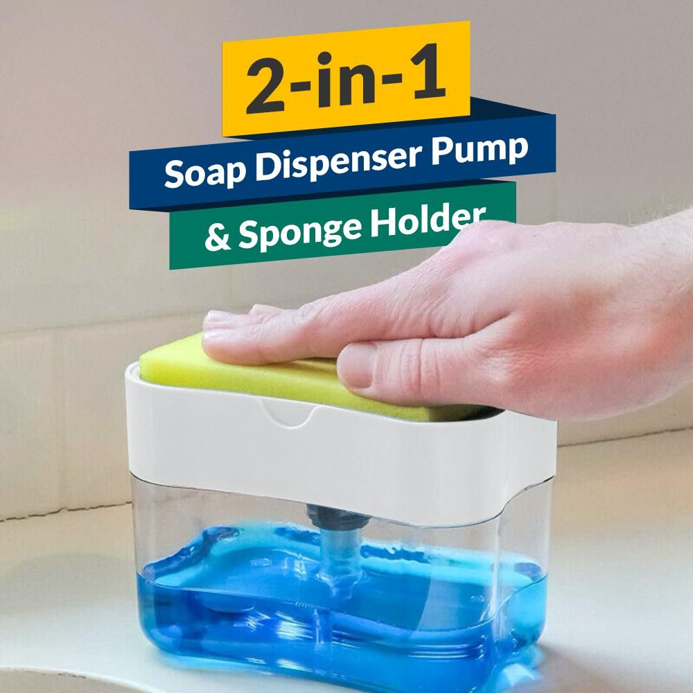 2-in-1 Kitchen Soap Dispenser With Sponge | Soap Pump Holder | Kitchen Dishwashing Soap Holder | Soap Pump Dispenser